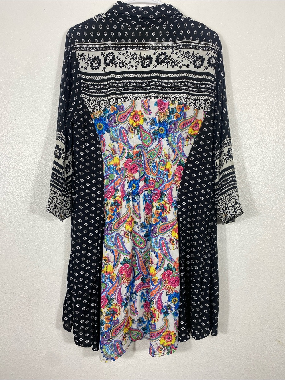Anthropologie by Cyrena Boho Purple Printed Button-Front Mini Shirt Dress Size L - Picture 7 of 16